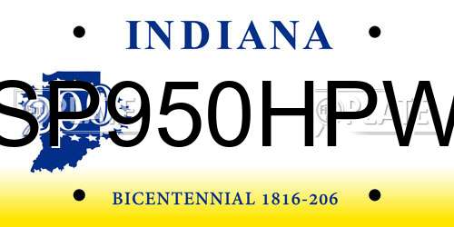 SP950HPW Indiana License Plate