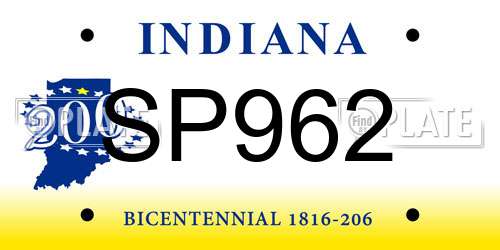 SP962 Indiana License Plate