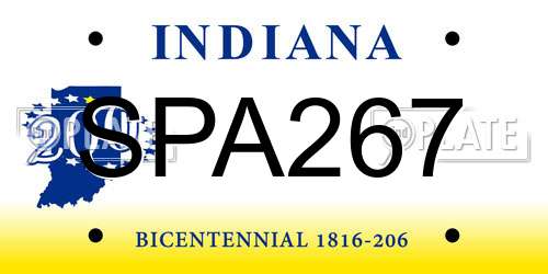 SPA267 Indiana License Plate