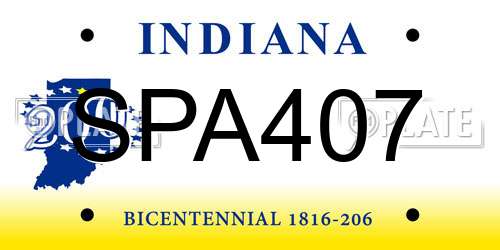 SPA407 Indiana License Plate