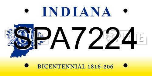 SPA7224 Indiana License Plate