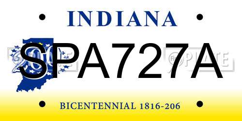 SPA727A Indiana License Plate