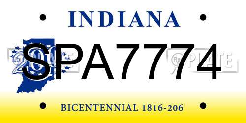 SPA7774 Indiana License Plate