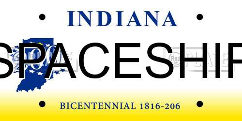 SPACESHIP Indiana License Plate