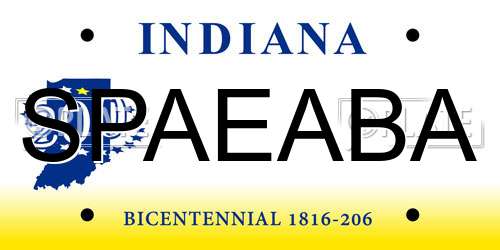 SPAEABA Indiana License Plate