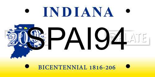 SPAI94 Indiana License Plate