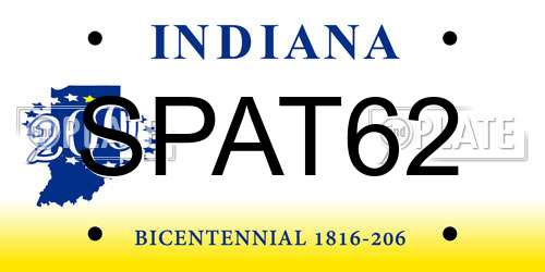 SPAT62 Indiana License Plate