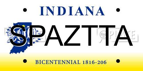 SPAZTTA Indiana License Plate