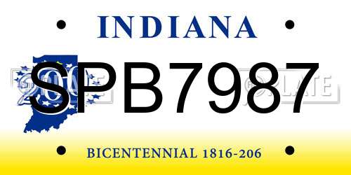 SPB7987 Indiana License Plate