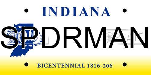 SPDRMAN Indiana License Plate