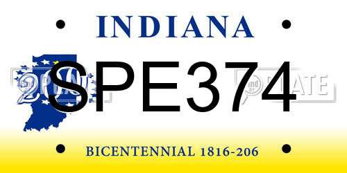 SPE374 Indiana License Plate