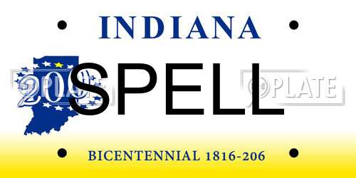 SPELL Indiana License Plate