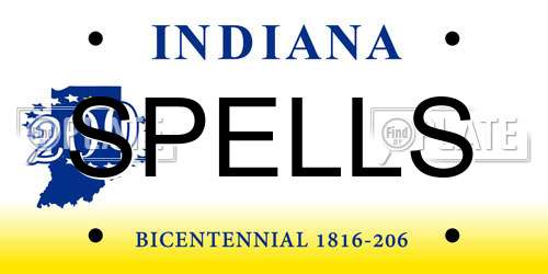 SPELLS Indiana License Plate
