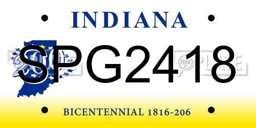 SPG2418 Indiana License Plate