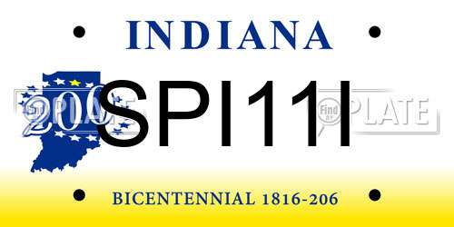 SPI11I Indiana License Plate