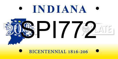 SPI772 Indiana License Plate