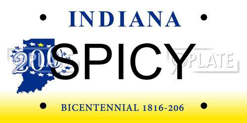 SPICY Indiana License Plate