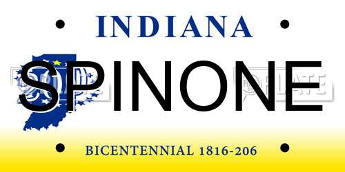 SPINONE Indiana License Plate