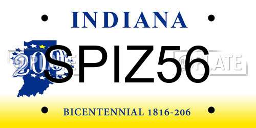 SPIZ56 Indiana License Plate