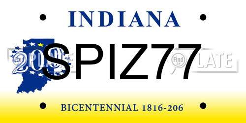SPIZ77 Indiana License Plate