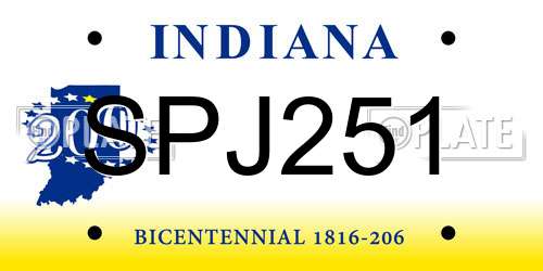 SPJ251 Indiana License Plate