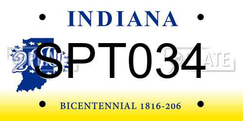 SPT034 Indiana License Plate