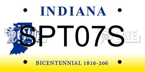 SPT07S Indiana License Plate