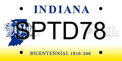 SPTD78 Indiana License Plate