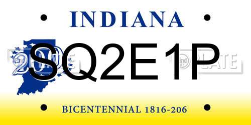 SQ2E1P Indiana License Plate