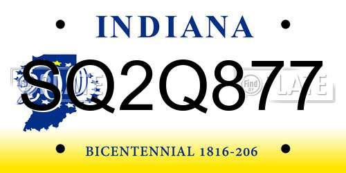 SQ2Q877 Indiana License Plate