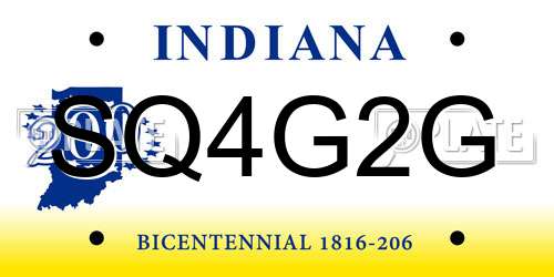 SQ4G2G Indiana License Plate