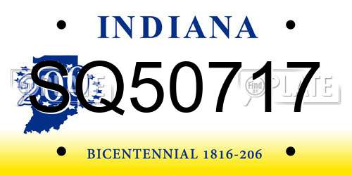 SQ50717 Indiana License Plate