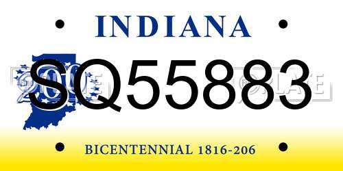 SQ55883 Indiana License Plate