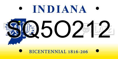 SQ5O212 Indiana License Plate