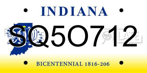 SQ5O712 Indiana License Plate