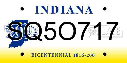 SQ5O717 Indiana License Plate