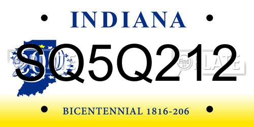 SQ5Q212 Indiana License Plate