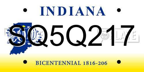 SQ5Q217 Indiana License Plate