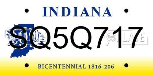 SQ5Q717 Indiana License Plate