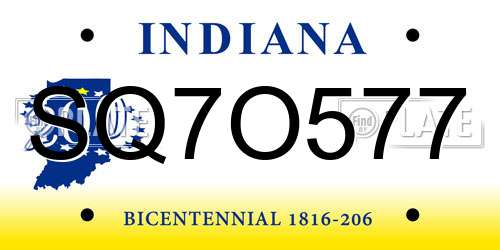 SQ7O577 Indiana License Plate