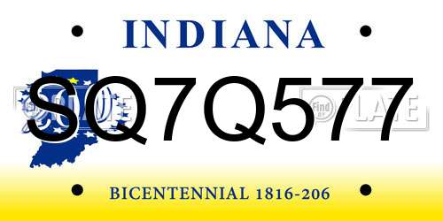 SQ7Q577 Indiana License Plate