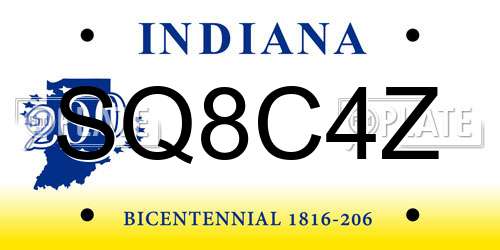 SQ8C4Z Indiana License Plate