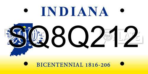 SQ8Q212 Indiana License Plate