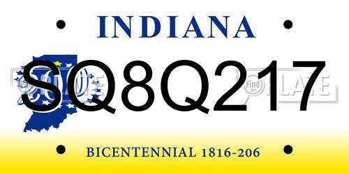 SQ8Q217 Indiana License Plate