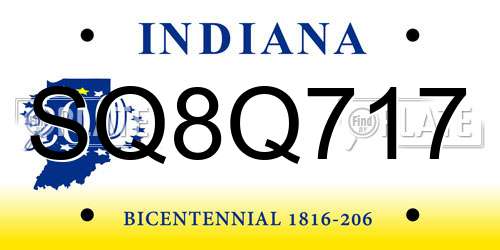 SQ8Q717 Indiana License Plate