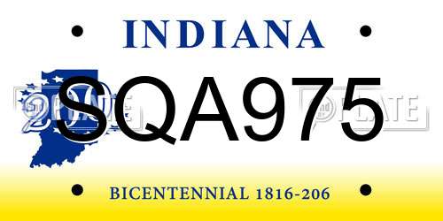 SQA975 Indiana License Plate