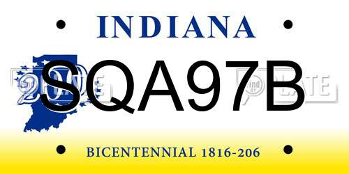 SQA97B Indiana License Plate