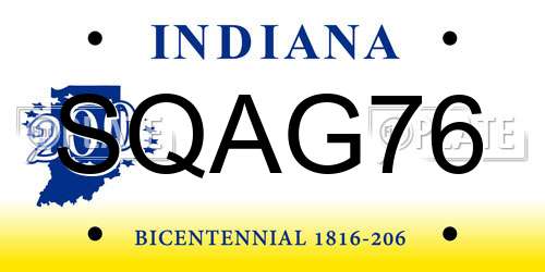 SQAG76 Indiana License Plate