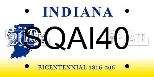 SQAI40 Indiana License Plate