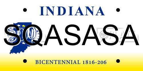 SQASASA Indiana License Plate
